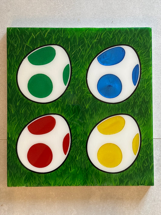 "Yoshi's Garden" Gaming Wall Art - Hand-Painted Wood Decor